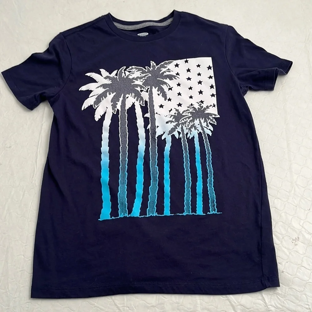Old Navy blue multicolor palm tree and stars short sleeve graphic t-shirt XL